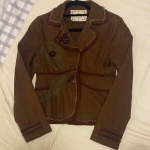Sugarlips Brown Embellished Blazer Jacket